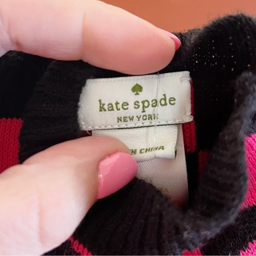 Kate Spade NWT Signature Bow Knit Arm Warmers Pink Black Winter Outdoor